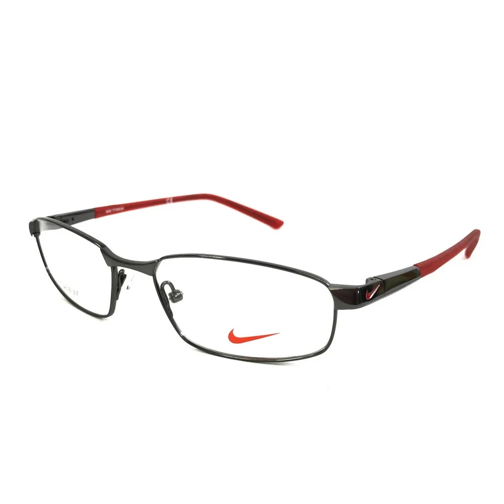 Nike Eyeglasses Frames 6042 069 Shiny Dark Gunmetal Red Titanium 51-16-140